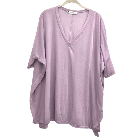 PIPER & SPARROW MAUVE/PINK V NECK OVERSIZED SHIRT - Picture 2 of 10